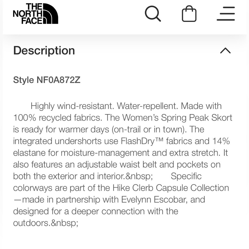 NWT The North Face Women’s Spring Peak Skort sz S - Picture 5 of 7